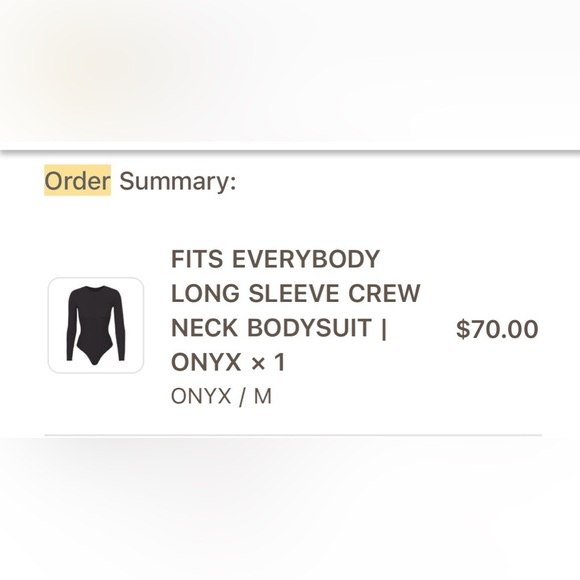 NWT SKIMS Long sleeve bodysuit color onyx size medium - Picture 2 of 5
